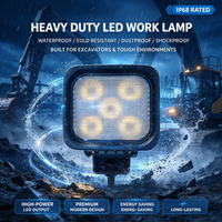 Lampe de travail pour tracteur E-Mark 25W 5 LED, montage carré, robuste, 12V 24V, avec connecteur Deutsch intégré
