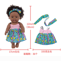 Poupées en silicone vinyle de 12 pouces Simulation poupées noires avec cadeau de cheveux afro pour enfants