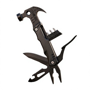 Marteau pliant de camping, pinces multifonctions avec pochette en nylon, outil de survie portable pour les situations d'urgence en plein air et en voiture - Product Image 1