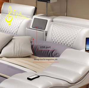 New Design Function Double Bed With Usb Bedroom <strong>Queen</strong> Size <strong>Sleeper</strong> With Massage Chair Modern Smart Bed With Speakers - Product Image 4