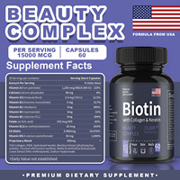 Capsules de biotine OEM 10000 mcg, haute puissance, vitamine B7, complément pour les cheveux, la peau et les ongles