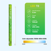 Lámpara LED T8 de 9W y 1200mm con Sensor de Movimiento por Radar, Luz de Día de 6500K, Sin Parpadeo, Certificación CE, CB y LVD, para Uso en Jardín