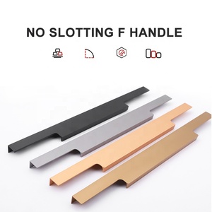 Ceeinart moderno Simple lujo F estilo borde-Sellado negro oro aleación de aluminio manija armario puerta para tocador dormitorio - Product Image 4