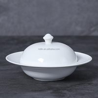 Prix usine haut de gamme cuisine occidentale hôtel vaisselle plats grand bol à soupe avec couvercle en céramique porcelaine ensemble de soupe bol