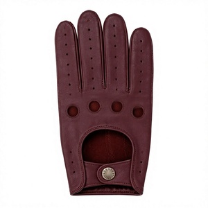 Gants en cuir de mouton uni pour homme, longueur poignet, doux, compatibles écran tactile, pour cyclisme, activités extérieures, conduite hivernale - Product Image 2