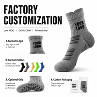 Chaussettes de sport antidérapantes en coton KTS329 OEM avec logo personnalisé, sans MOQ, pour la gym, l'entraînement, le basketball, la course et le cyclisme