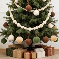 Ensemble de 15 boules de Noël en velours, 6 à 8 cm, ornements suspendus en peluche, décoration d'arbre de Noël pour les fêtes de Noël et du Nouvel An