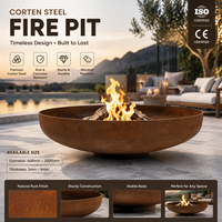 Brasero moderne rustique en acier Corten - Bol à feu profond pour jardin et plage