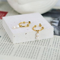 Boucles d'oreilles pendantes classiques vintage en acier inoxydable étanche plaqué or PVD 14k 18k avec perles, unisexe, tendance