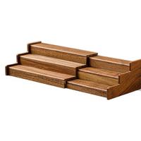 Support de bureau extensible en bois massif noyer avec porte-gobelets et organiseur de service à café et thé, étagère trapézoïdale sur pied, style moderne et minimaliste