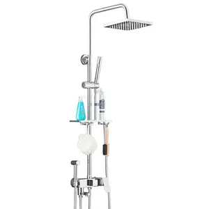 Toptan paslanmaz çelik serbest duran banyo musluğu duş banyosu musluk bataryası tüm bakır iç çekirdek duş sistemi