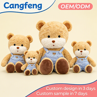 Grosir Pabrik OEM ODM Boneka Beruang Plush dengan Overall, Set Boneka Hewan Lembut untuk Hadiah Anak, Dekorasi Rumah dan Kamar Bayi