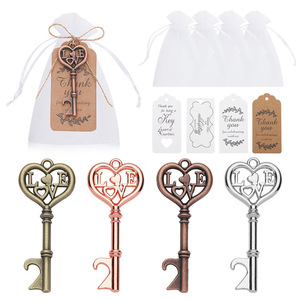 Ouvre-bouteille en forme de clé d'amour en alliage de zinc, cadeau de mariage, cadeau de fête, porte-clés, pendentif, 4 couleurs - Product Image 1