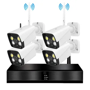 WESECUU 4CH WIFI NVR kiti CCTV sistemi iki yönlü ses alarmı ses AI IP kamera IR açık Video kablosuz güvenlik gözetleme seti