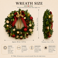 Karangan Bunga Ganda Rustic Buatan dengan Hiasan Pinecone, Lonceng Emas, dan Eucalyptus - Tahan Lama, Dapat Digunakan Kembali, Dekorasi Natal/Hari Raya dari Cedar/Fir Palsu