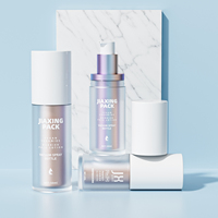 Pengganti High End Botol Pompa Pengap, Botol Lotion Serum Kosmetik Akrilik Plastik Hitam Matte Isi Ulang 20 30 50 Ml