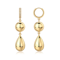 Boucles d'oreilles pendantes en forme de goutte d'eau en moissanite taille brillant rond, plaquées rhodium, en argent sterling 925 pour femmes