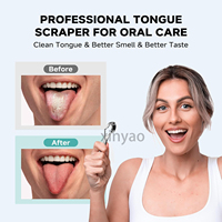 Mini grattoir à langue portable en métal en acier inoxydable 100% avec logo personnalisé outil de nettoyage de langue efficace pour enlever l'odeur orale