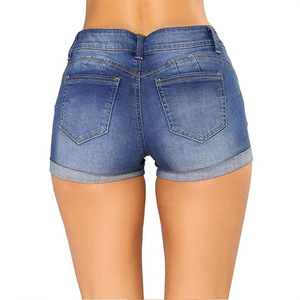 Nouveauté été : Short en <span class=keywords><strong>jean</strong></span> sexy <span class=keywords><strong>taille</strong></span> <span class=keywords><strong>haute</strong></span> pour <span class=keywords><strong>femme</strong></span>, déchiré et vieilli, coupe skinny, mini, effet <span class=keywords><strong>push</strong></span>-<span class=keywords><strong>up</strong></span>, ourlet retroussé - Product Image 2