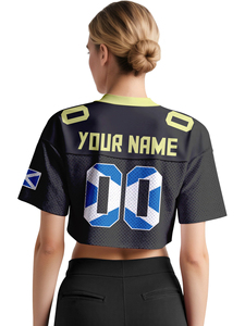 Jersey sepak bola kustom wanita, atasan Crop 100% poliester leher V kaus bendera nasional bernafas Anti bakteri - Product Image 4