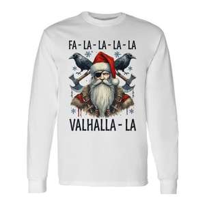 Camiseta de manga larga Fa La La Valhalla Odin Santa Viking Christmas Norse Nordic - Product Image 1