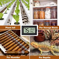 Diskon besar AS termometer kelembaban suhu LCD Thermo untuk tangki peliharaan terarium reptil higrometer Digital Mini tertanam