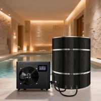 Baignoire de luxe noire en plastique, bois et acier inoxydable pour hôtel, spa, bain froid, équipement d'hydrothérapie commercial extérieur