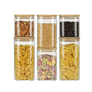 Ensemble de 5 pots de conservation en verre modernes avec couvercle à boucle, qualité alimentaire, sans BPA, compatibles congélateur, pour biscuits, camping, comptoir de cuisine - Product Image 5