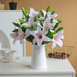 Lirio Artificial Ruilisi de 38 cm, Blanco, PVC Suave, Decoración para Bodas y Hogar, Mini Flor de Tallo Único con Capullos - Product Image 2