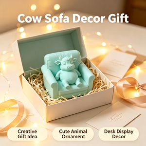 Cow Sofa <b>Decor</b> Figurine 3D Printed Cute Animal Sofa Ornament For Living Room Office Desk Bookshelf Display <b>Home</b> Decoration <b>Gift</b> - Product Image 2