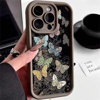 Coque de téléphone INS Papillon Coloré pour iPhone 16 15 17 Pro Max 14 13 12 18 – Étui Arrière Couleur Bonbon