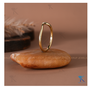 10K Yellow Gold Three Stone Curved <b>Wishbone</b> <b>Ring</b> for Women Minimalist Stackable Diamond Band Wedding or Anniversary Fine Jewelry - Product Image 5