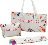 Sac de rangement Mahjong en toile durable, grande capacité, 3 pièces, avec logo personnalisable, pour tuiles et supports