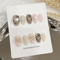 Colección Diseño 1701-1800, Uñas Postizas Hechas a Mano, Personalizadas, Forma Almendrada, Ovalada, Ataúd, Redonda, Uñas de Presión, Uñas Artificiales de Alta Calidad