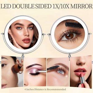 <span class=keywords><strong>Miroir</strong></span> de courtoisie LED double face CF 1X/10X, 3 couleurs de lumière, écran tactile, intensité réglable, 360° ° <span class=keywords><strong>Miroir</strong></span> de maquillage éclairé mural pivotant - Product Image 3