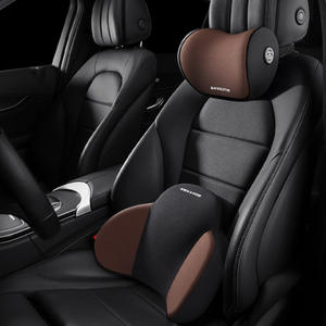 Coussin de soutien lombaire et oreiller de nuque en mousse à mémoire de forme en U pour voiture, pour un confort intérieur automobile, couleurs noir et rose - Product Image 2