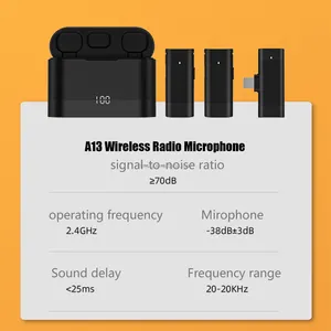 Wireless Lavalier mikrofon untuk iPhone iPad, 2 Pak mikrofon kerah Built-in Chip pengurang kebisingan, Plug-Play, Mic nirkabel