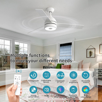 Ventilateur de plafond intelligent avec lumière LED RGB, moteur DC en cuivre pur, commande par application, haut-parleur Bluetooth, design élégant CB CE