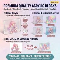 Brique acrylique transparente premium personnalisée, bloc acrylique anime amour, design de personnage imprimé UV, faible MOQ, dropshipping, décoration