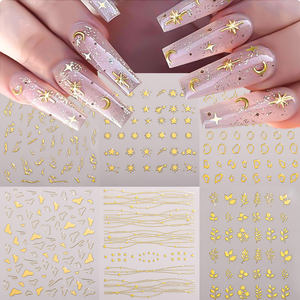 鄭翔カスタム光沢ゴールドブロッキングネイルアートステッカーCMYKカラー型抜き印刷ユーティリティネイルデカールDIYネイルアート用 - Product Image 4