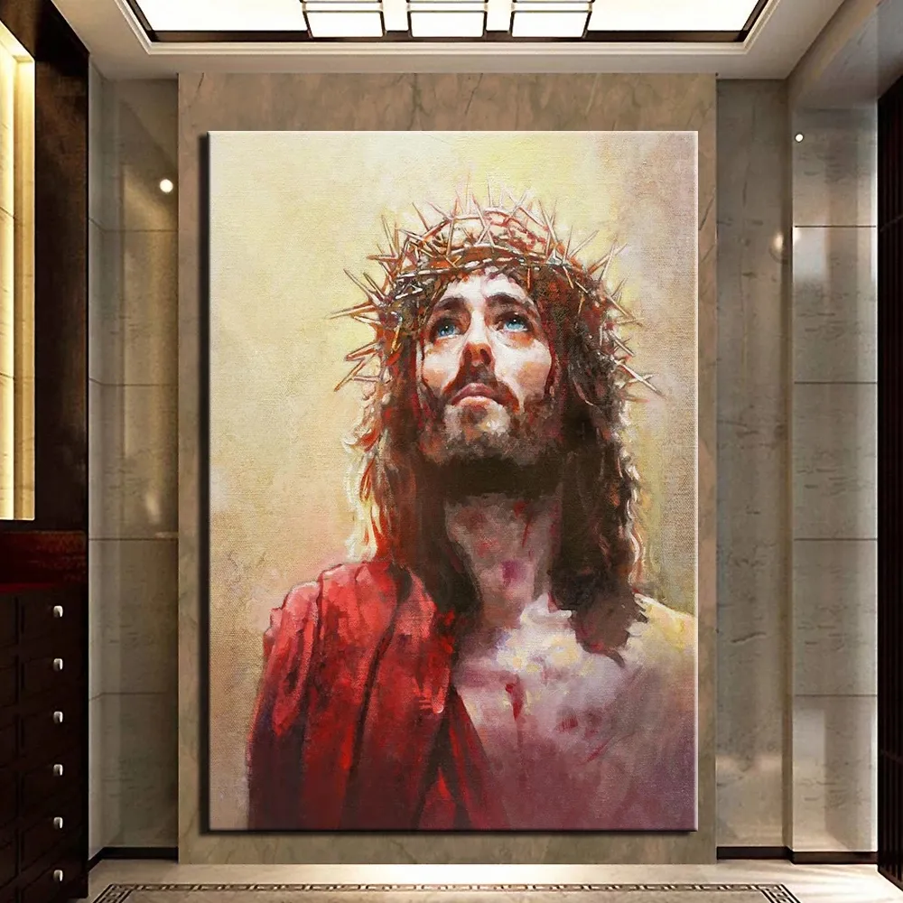 Христианская Настенная картина с принтом на холсте 1 панель с изображением Иисуса Современная религиозная картина модульная рамка коридор плакат