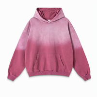 Sweat à capuche épais pour homme 480 GSM 100 % coton délavé dégradé, coupe oversize, épaules tombantes, style streetwear