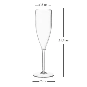 6 flûte da champagne in plastica riutilizzabili da 170 cc, infrangibili, per feste ed eventi - Product Image 2