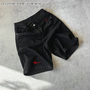 Pantalones Cortos Vaqueros Vintage Personalizados para Hombre con Llavero, Estilo Urbano, Logotipo Bordado, <span class=keywords><strong>OEM</strong></span>, MOQ Bajo, Venta al por Mayor - Product Image 4