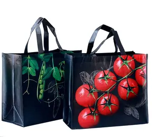 Nuovo prodotto borsa Tote per frutta in tessuto Non tessuto Custom GRS borse per la spesa RPET in tessuto Non tessuto laminato PP riutilizzabili rispettose dell'ambiente