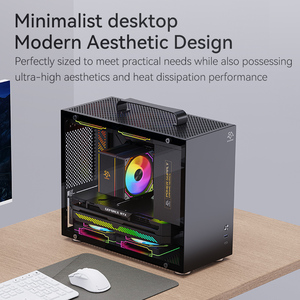 SNOWMAN CS013 Mid-Tower Pc Case Diseño de vidrio lateral con mango Carcasa de aleación de aluminio negro, compatible con fuente de alimentación frontal de - Product Image 3