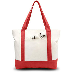 Custom with Logo Printing Blank Tote with Pocket Length <b>Handle</b> Medium Cotton Canvas Tote Bag with Ribbon Rope - Product Image 3