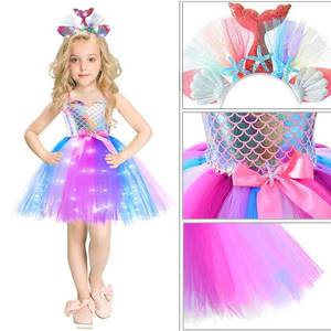 Disfraz de Sirena Pastel para Niñas con Luces LED, Vestido Tutú de Verano para Halloween - Product Image 3