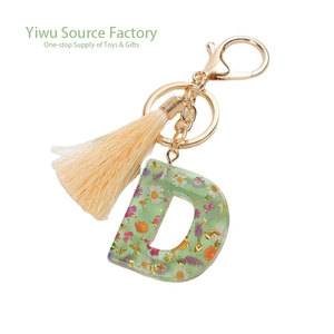 Pendentif en résine Jincan avec lettres anglaises, bijou esthétique populaire, pendentif papillon, porte-clés à sequins verts - Product Image 1