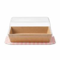 Boîte d'emballage jetable et recyclable en carton ivoire pour sushi, sandwichs, gâteaux, avec couvercle télescopique, impression personnalisée pour boulangerie et charcuterie